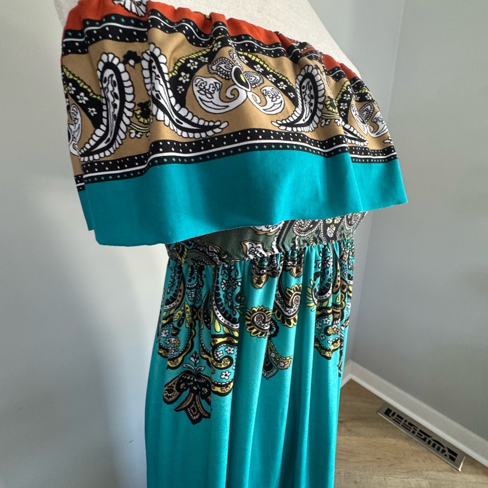 Bailey Blue Vibrant Blue, Orange and Black Dress